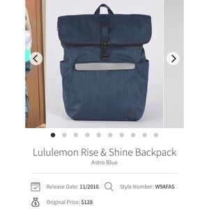 lululemon Rise and Shine Backpack 15L denim blue